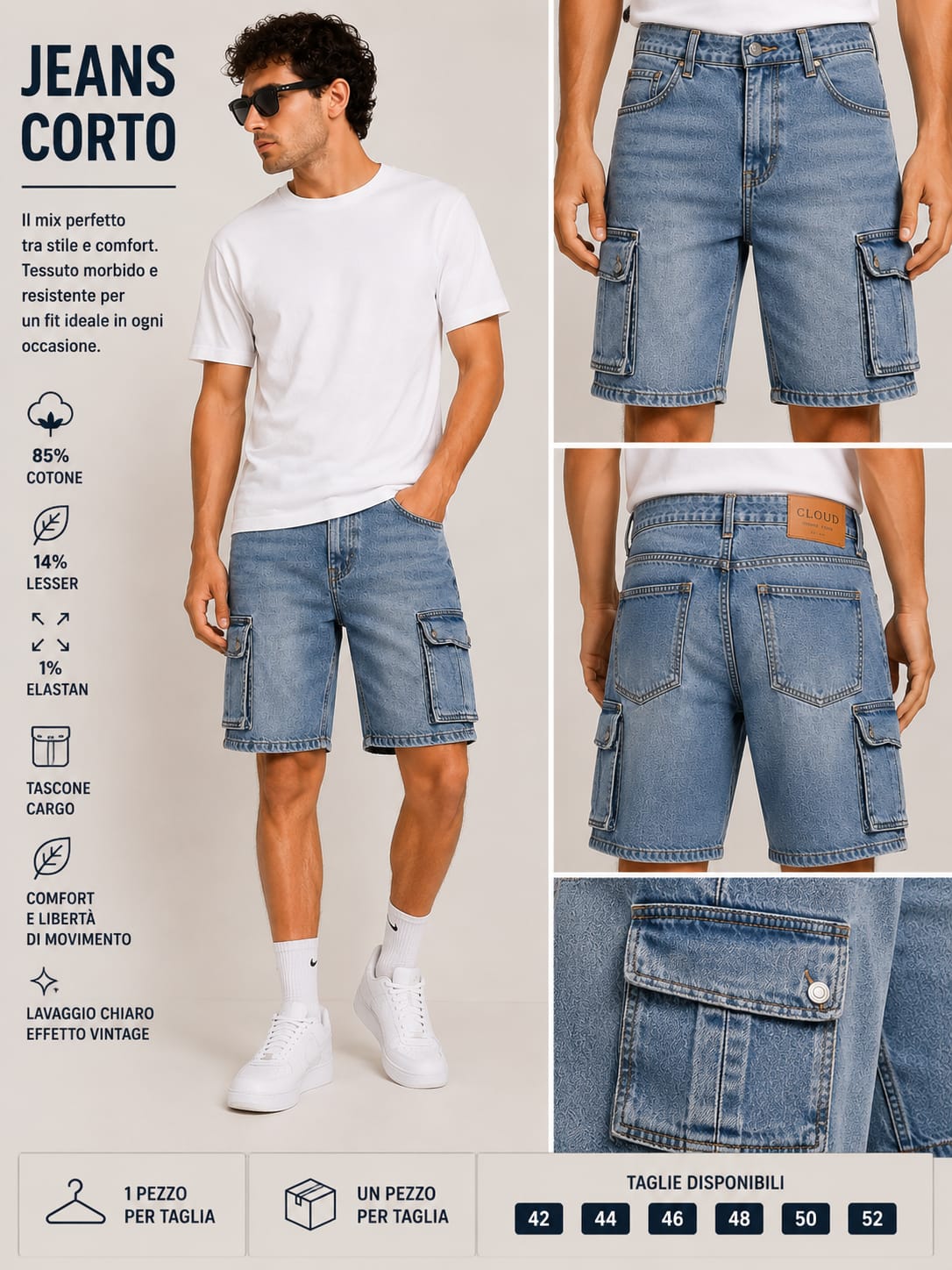 jeans corto cargo