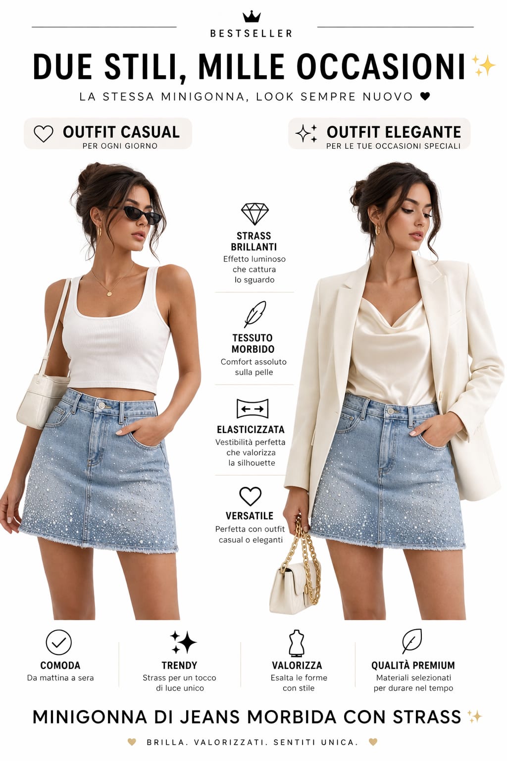 Taglie dalla minigonna strass in jeans