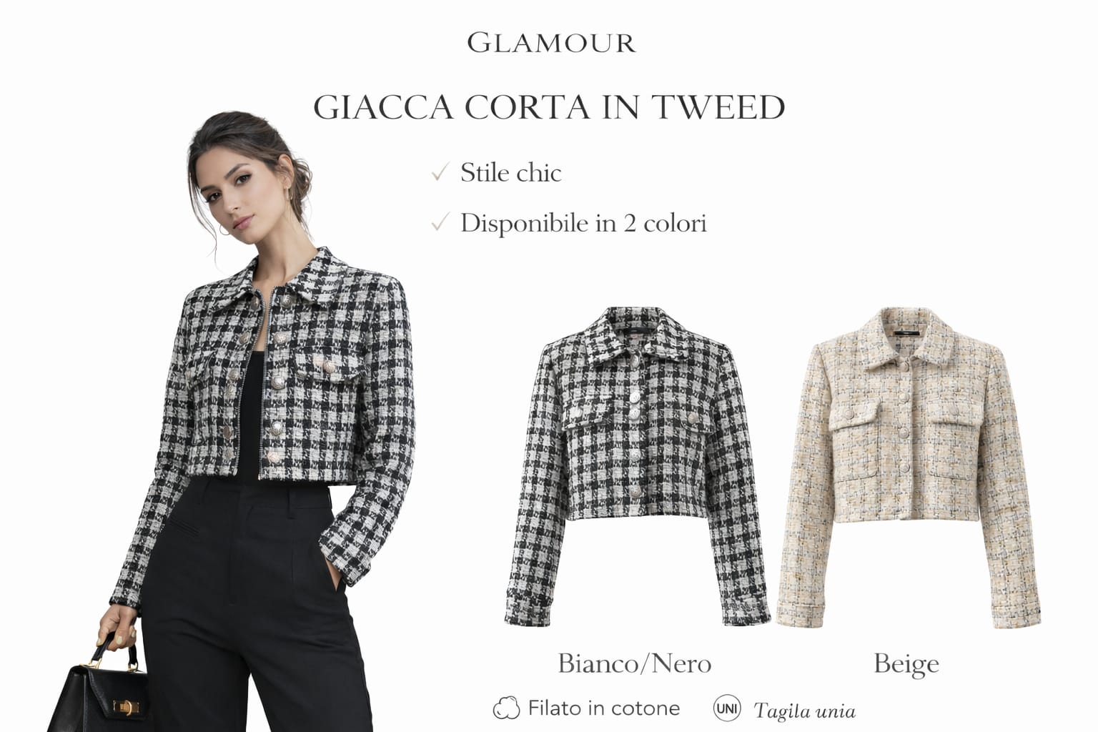Giacca corta in tweed
