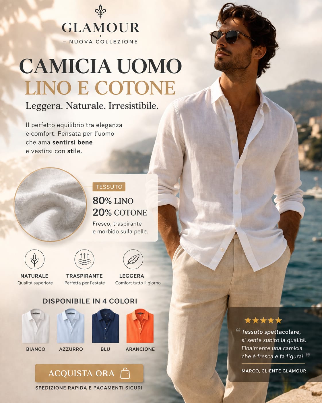 Camicia di lino e cotone