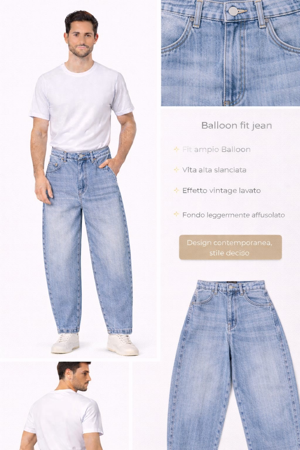 Jeans morbido elasticizzato taglio balloon
