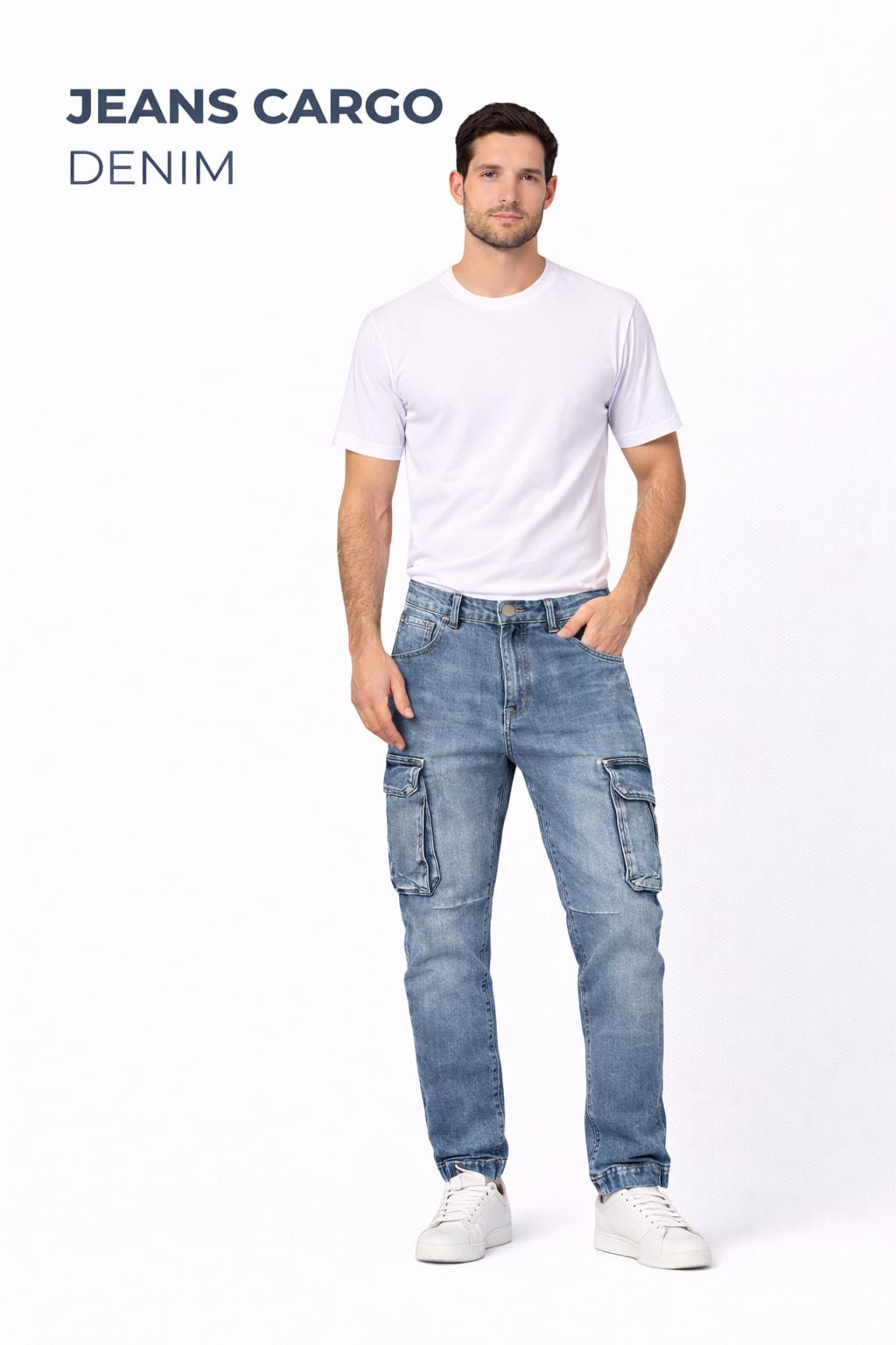 Jeans elasticizzato modello cargo
