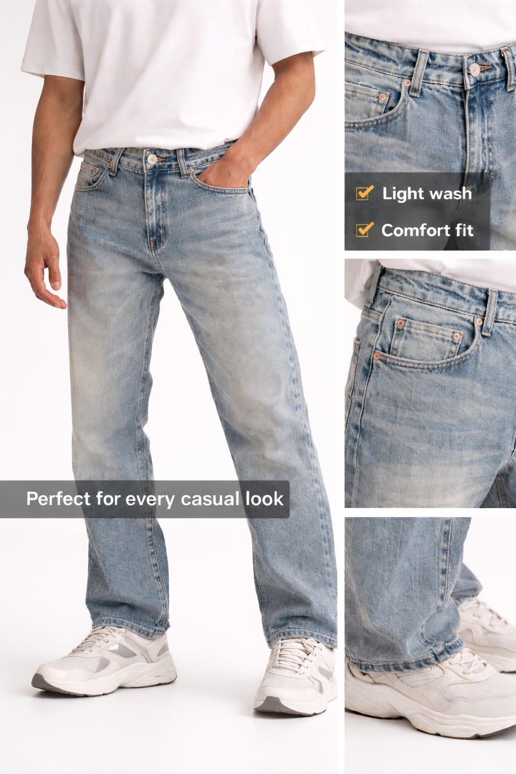 Jeans elasticizzato sfumato beige