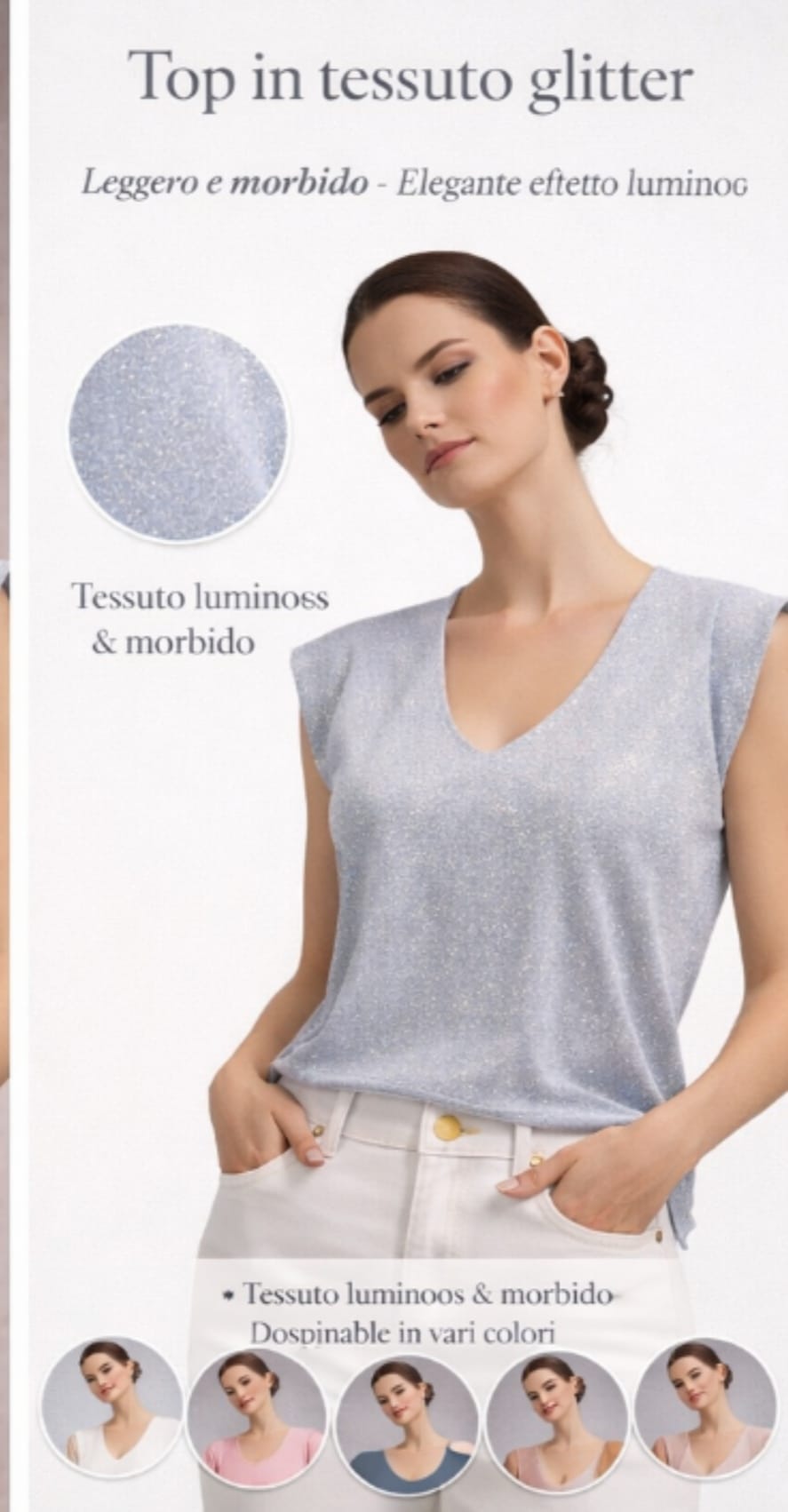 Top in tessuto glitter